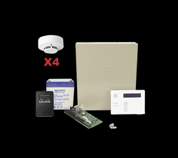Kit de Panel de Alarma VISTA48LA con Gabinete, Batería y Transformador / 4 Sensores de humo
