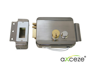 ERRADURA ELECTROMECÁNICA AXCEZE AX-LOCKL ORIENTACIÓN IZQUIERDA INSTALACIÓN SOBRE PONER APERTURA INTERNA POR BOTÓN FABRICADA EN ACERO