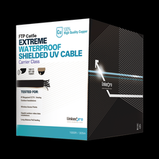 Bobina de cable de 305 m, Cat5e, color negro, sin blindar, para aplicaciones de CCTV, redes de datos. Uso en intemperie