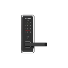 Cerradura inteligente con teclado Touch Screen, Apertura con tarjeta Mifare /Contraseña y Llave de emergencia de diseño compacto para puertas de perilla simple