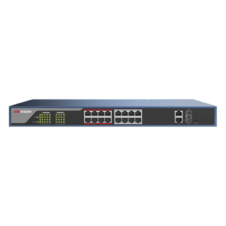 Switch PoE 250 Metros LARGA DISTANCIA / Administrable de acceso/ configuración vía WEB / 16 puertos 802.3at (30W) 10/100 Mbps + 2 puertos Gigabit + 2 puertos SFP