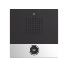 Mini video Intercomunicador para hotelería y hospitales, con diseño elegante, PoE, cámara 1Mpx, 1 botón, 1 relevador integrado de salida y entrada.