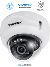 Cámara IP VORTEX Essential Series domo exterior 5 MP, lente varifocal 2.8-10mm, micrófono integrado, IR 30m, WDR Pro, IP66, IK10, NDAA, almacenamiento interno 256GB
