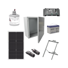 Kit Solar de 12 Vcc para alimentar energizador de cerca electrificada. Instalación de panel en poste.