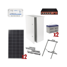 Kit Solar Witek de 28 W con 5 Puertos PoE 802.3 af y PoE Pasivo 24 V para alimentar Camaras IP y un Enlace Punto a Punto en 24 Vcc