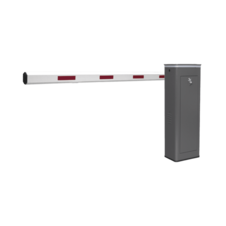 Kit de Barrera Vehicular Izquierda y Brazo de 3 Metros / Finales de Carrera Ajustables por Programación / Movimiento Fluido / Diseño Elegante Color Gris / Con Corona Led Semaforizada