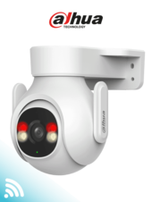 Cámara IP PT WiFi de 3 Megapíxeles con audio bidireccional (micrófono y altavoz), sirena de 110 dB, WiFi 6, detección de personas y vehículos, IP65 y ranura MicroSD.