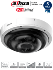 Cámara IP Panorámica Resolución de 4 x 5 MP/ Lente Mot. 2.8 a 12mm/ ∢ 360/ IR 30 mts/ IA WizMind/ Detección Facial/ Protección Perimetral/ Starlight/ PoE/ WDR/ H.265+/ IP67/ IK10/ E&S Alarma/ E&S Audio/