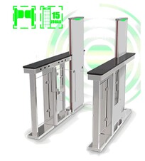 Barrera Peatonal Abatible tipo Swing / 2 Chasis Acero SUS304/ Detector de Metales Integrado