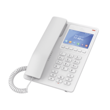 (H5 Color Blanco)Teléfono para Hotelería, profesional de gama alta con pantalla LCD de 3.5 pulgadas a color, 6 teclas programables para servicio rápido (Hotline) PoE