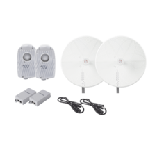 Kit de 2 radios B5X con antenasTXPD34B5X de (34 dBi), rango de frecuencia extendida (4.9 a 6.4 GHz), incluye inyector POE, cable de alimentación y para alineación, distancia de hasta 40 km