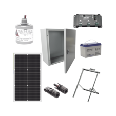Kit Solar de 12 Vcc para alimentar energizador de cerca electrificada. Instalación de panel en poste.