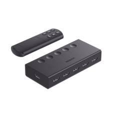 Conmutador HDMI 5X1 | 4K@60Hz | HDMI 2.0, 1.4 | HDCP 2.2, 1.4 | VRR | Dynamic HDR | 3D | CEC | EDID | IR 10m | 18Gbps | Cambio Manual y por Control Remoto | Incluye Cable de Alimentación USB.