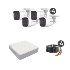 MICRÓFONO Integrado) Kit TurboHD 1080p Lite / DVR 4 canales / Audio por Coaxitron / 4 Cámaras Bala de Metal con Micrófono Integrado